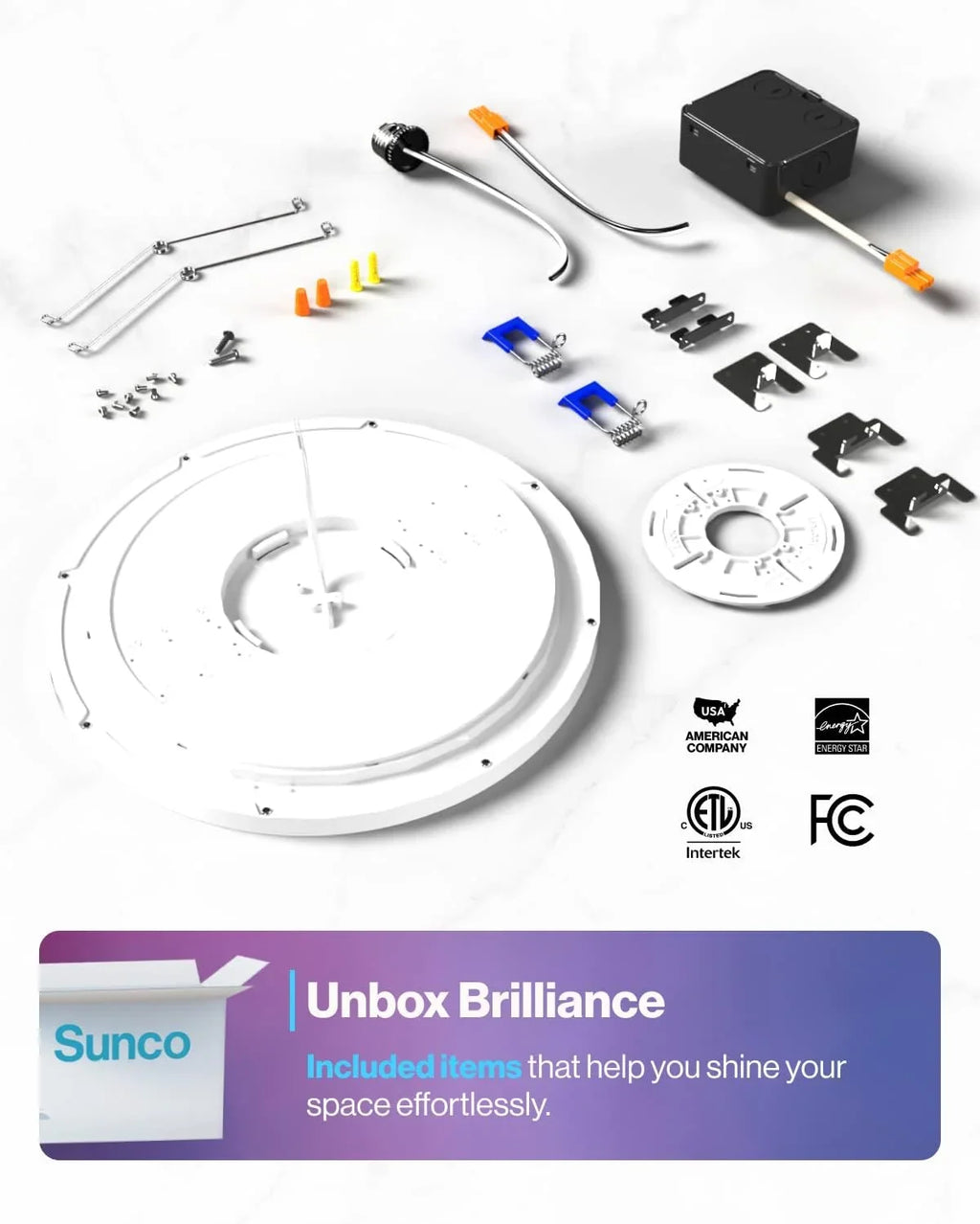 Light ETL Energy Alexa Inch Light 4 Kitchen Compatible Sunco Star Google 13 2500LM Bedroom Ceiling for Amazon Hallway 24W Night Pack LED Changing Smart Flush Mount Color RGB LED Fixture Home