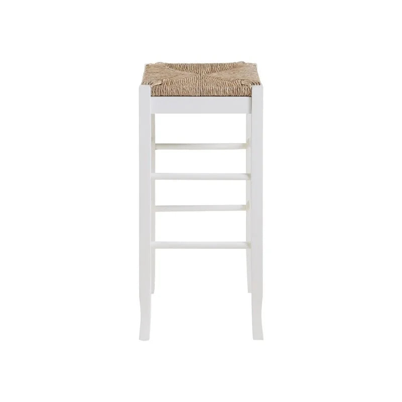 29" White Square Stool Square Rush in of Home Set 2 Stationary - Bar