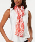 Silk Scarf Sketched MSRP Oblong Size $59 Red Flower-Print Echo One