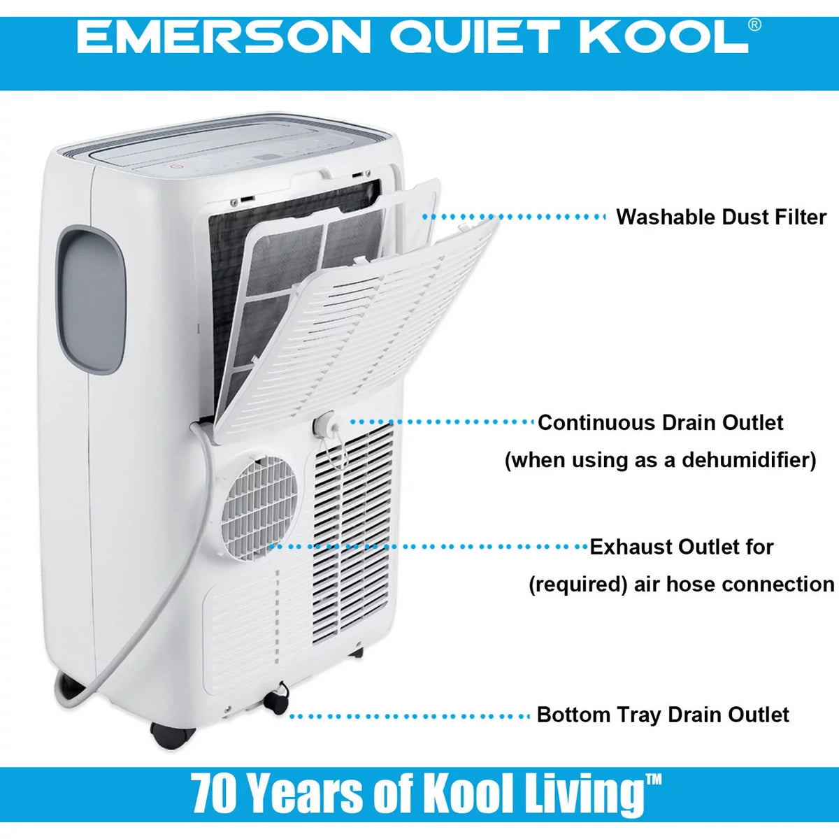 Emerson and Portable Ft. Remote, Kool for Control up Rooms Quiet Air 300-Sq. Voice SMART with Wi-Fi, to Conditioner