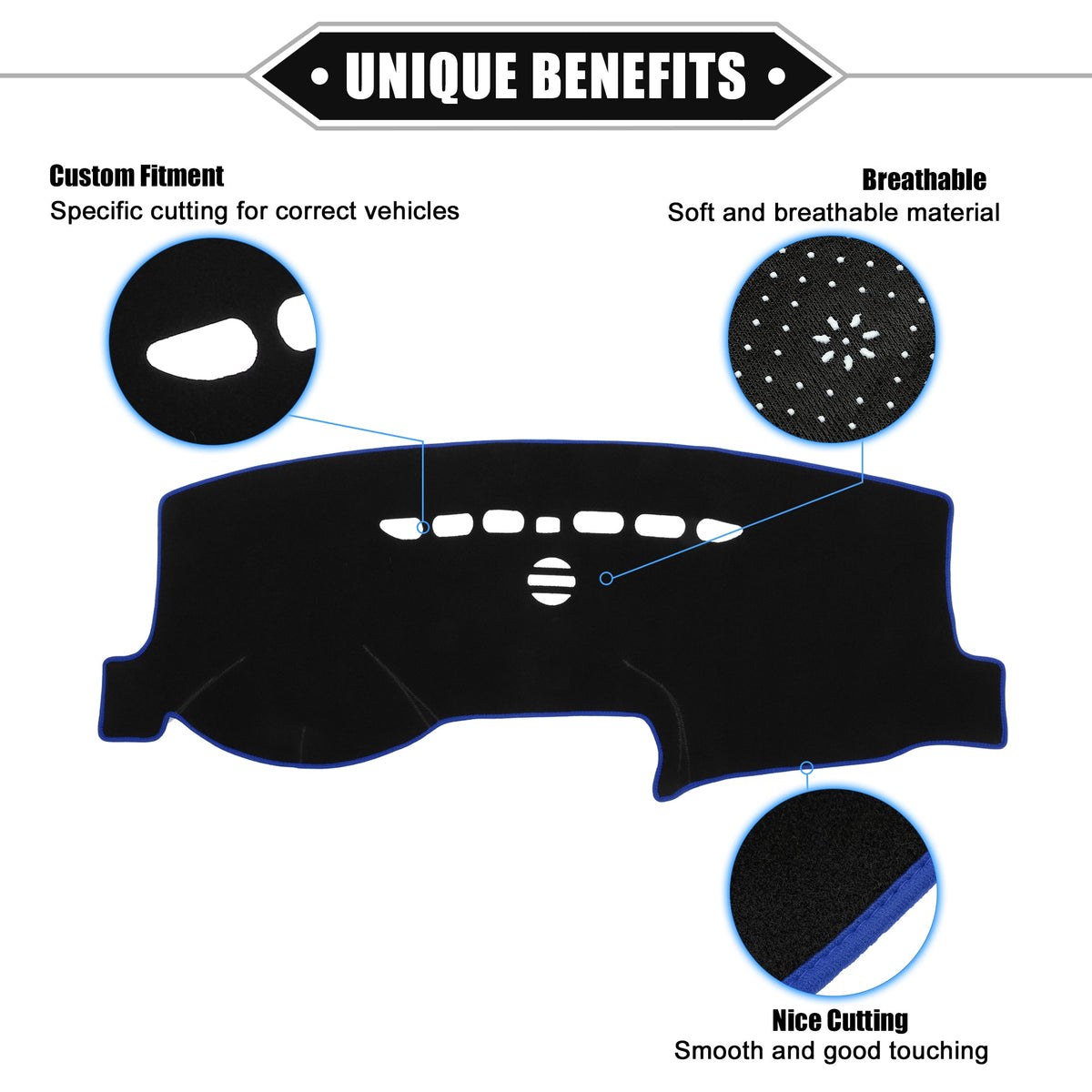 Dashboard Ford Car Unique Cover Bargains for Center Protective Polyester Console Fusion Mat 2013-2021 Blue Compatible