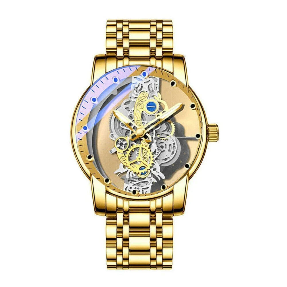 Automatic Skeleton Business Watch Steel Men's USA Stainless Hollow Quartz Luxury