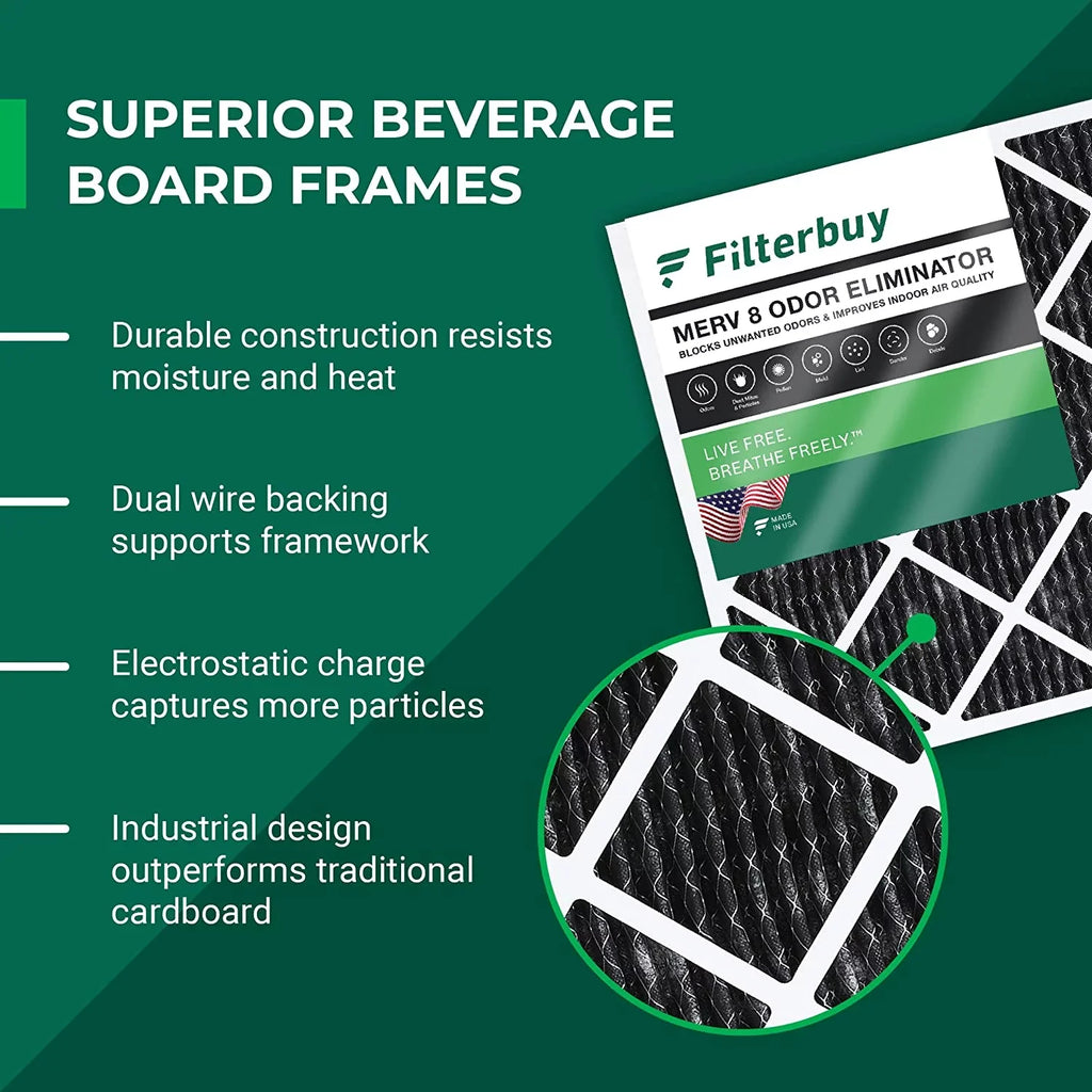 (1-Pack) Air 14x20x1 Odor Furnace 8 with MERV AC Pleated Activated Filterbuy HVAC Eliminator Carbon Filters