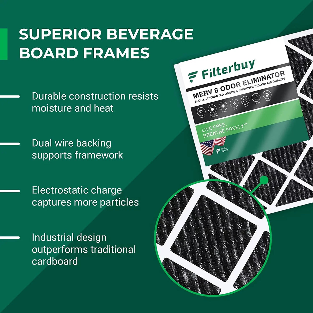 (1-Pack) Air 14x20x1 Odor Furnace 8 with MERV AC Pleated Activated Filterbuy HVAC Eliminator Carbon Filters