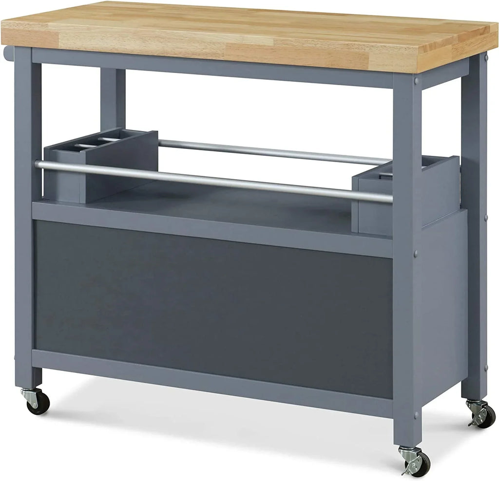 Block Kitchen Cart Apartment Storage, Rolling And With Table, Home Gray , For Wheels Butcher Organization Anson Bar Cabinet Portable Island