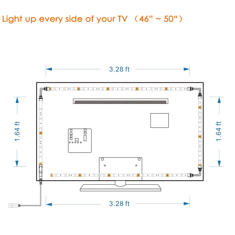 Bason Lights TV Strip Backlight, Home TV 8.33ft Decor.(42-50inch) for Room with Movie Backlight, Bias Led for Led Remote, USB Light Led Lighting TV/Monitor Strip