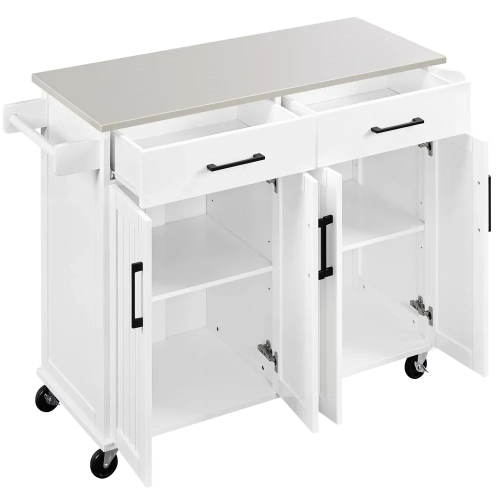 with Bar Cabinets & Spice Rack, Island & Towel Yaheetech Storage Kitchen Drawers White &