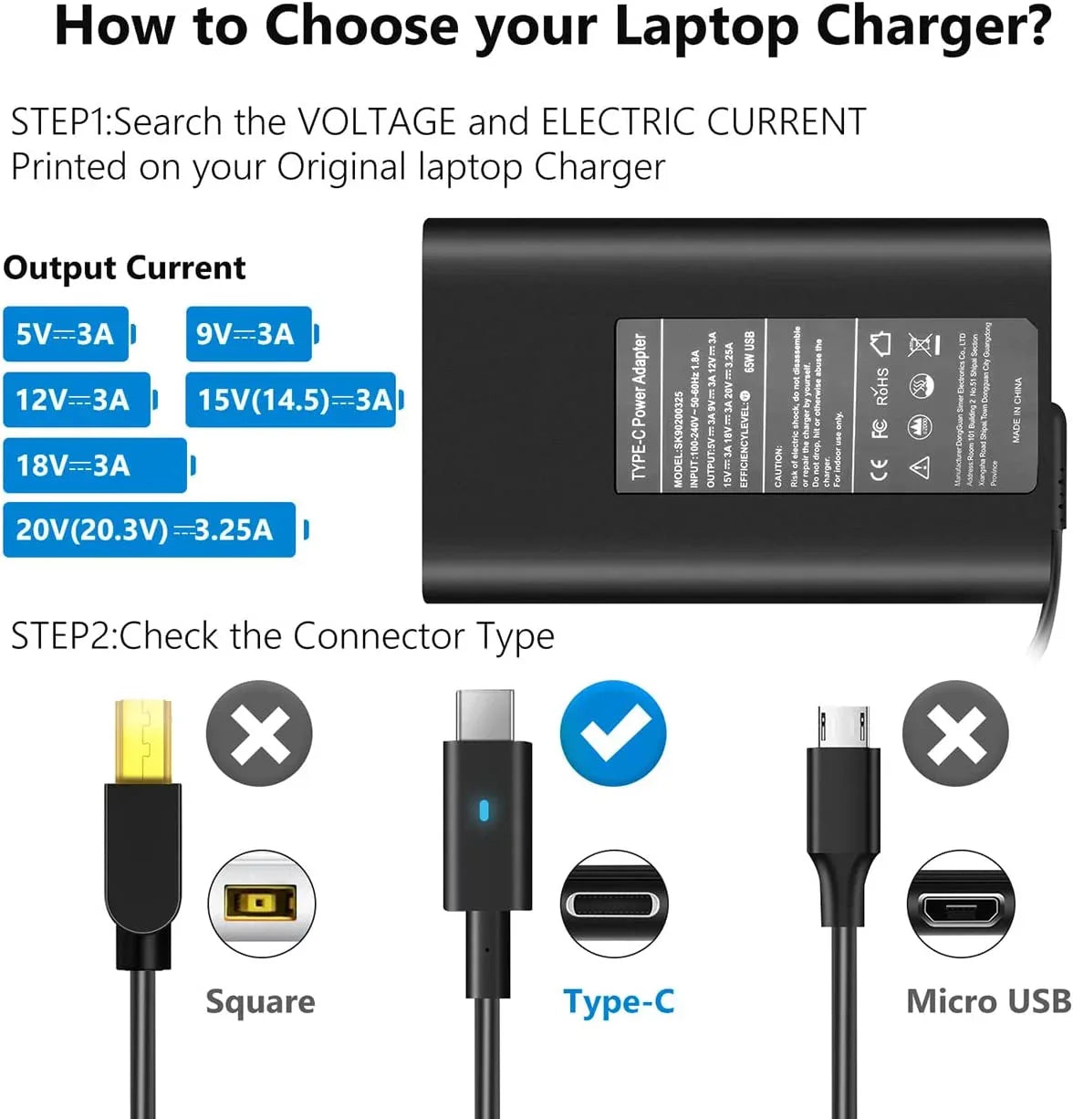 5320 C 7370 5310 Laptop 5290 5420 5179 5520 Adapter 65W 7420 for Dell Type Charger 5400 C Latitude 5285 7410 5480 USB