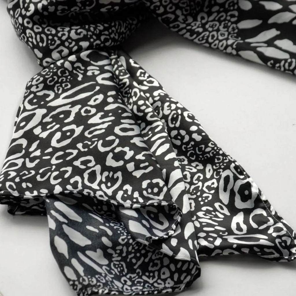 Black Blancho Silk Print Distinctive & Animal Leopard White Fashion Scarf/Wrap/Shawl(Large) Soft