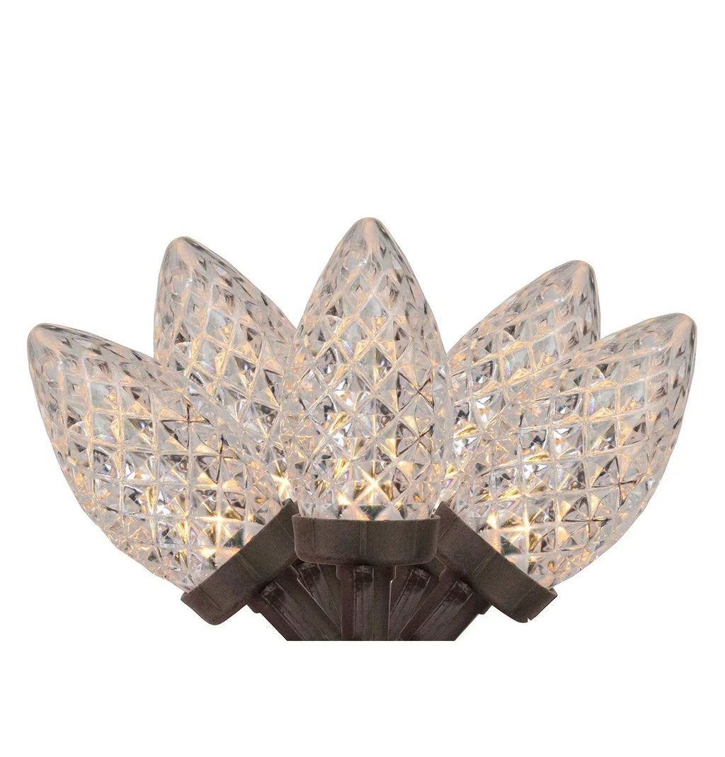 LED White C9 Faceted Christmas Lights 100