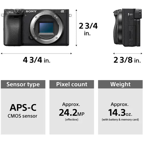 Pixi 16-50mm a6400 & Flip Video, Compact with Digital Essentials Camera Lens Focus, Camera: Auto 4K Mirrorless Interchangeable Real-Time Lens Sony Eye Kit Alpha APS-C + Screen