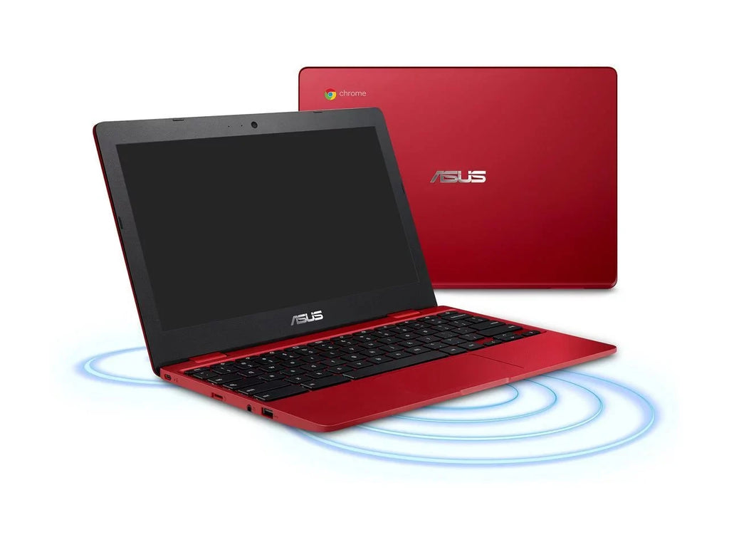 Intel ASUS Red, Chromebook 32GB 4GB Flash Storage, C223NA-DH02-RD Laptop Celeron, in RAM, 12,