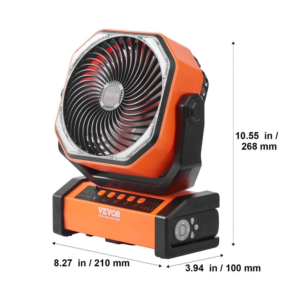 Fan Swivel Portable LED Rechargeable Lantern with 4 inch Speeds 9 SKYSHALO Timer