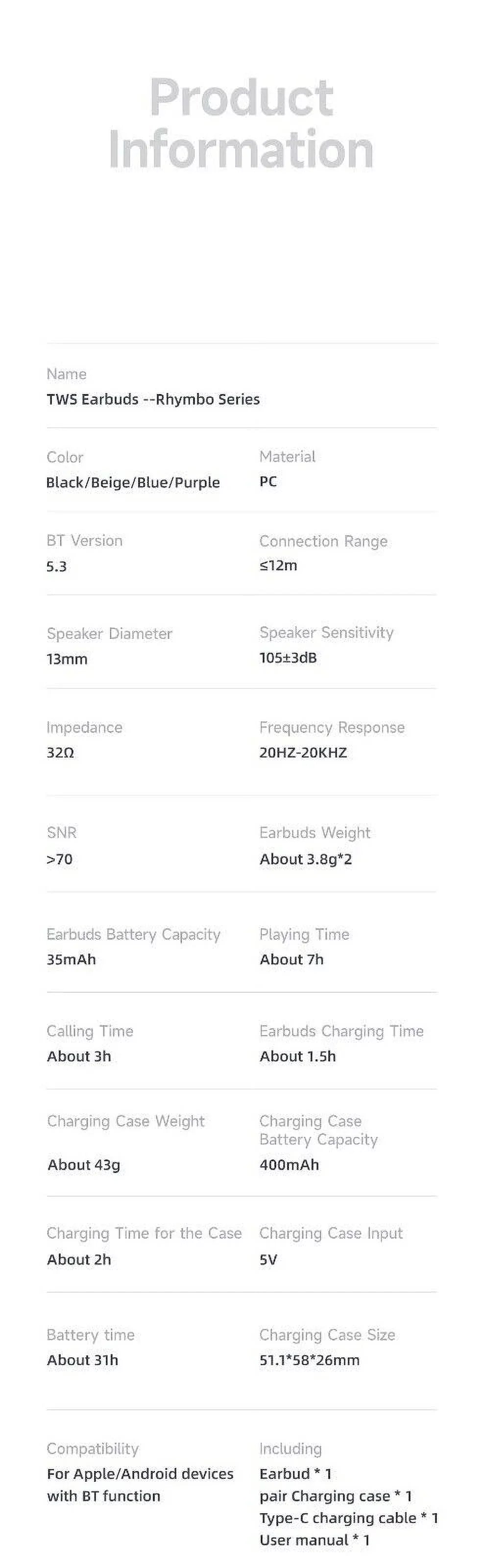 with Bluetooth - 5.3 Wireless Case,Wireless Earphones,Touch Waterproof Sony Control Noise Headphones IV Mic,IPX4 Earphones with Cancelling 1 for Charging Earbuds White Xperia