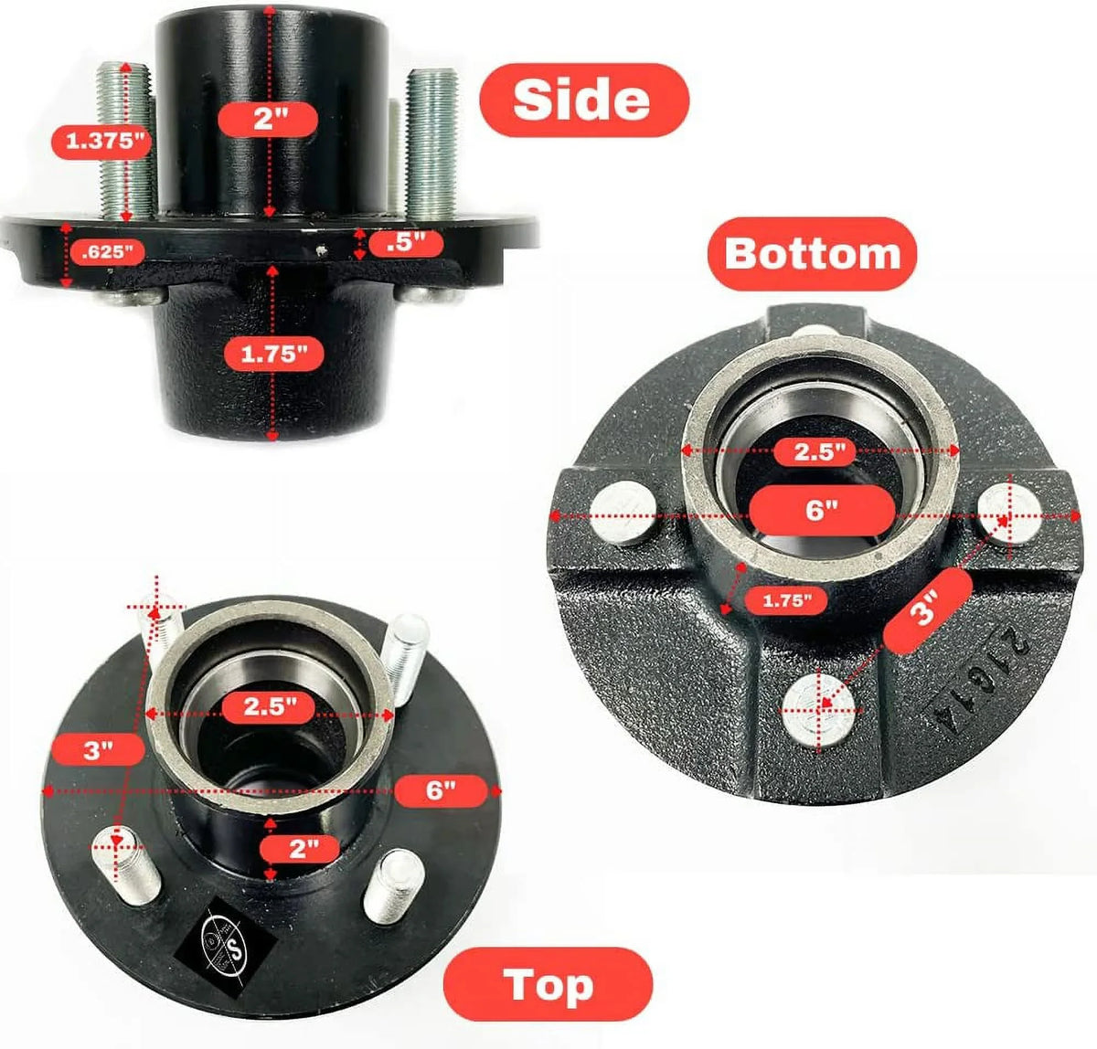 2,000 Bearings WHEEL Spindle Trailer uses SOUTHWEST (BT9) Trailer Hub Axle Bolt lbs with L44649 Circle 4-4" That