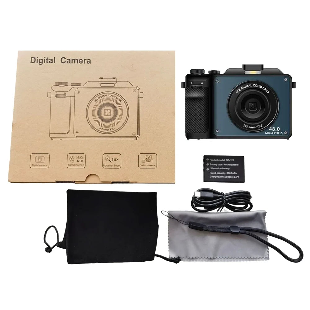 Portable Digital QISUO Camera Lenses 1/4in 3.0-inch Mount Camera,Battery Spirastell 18X Dete Auto Dual Lanya 4K camera Lenses Mount Camera 48MP Dual Festival 4K Video Camera 48MP