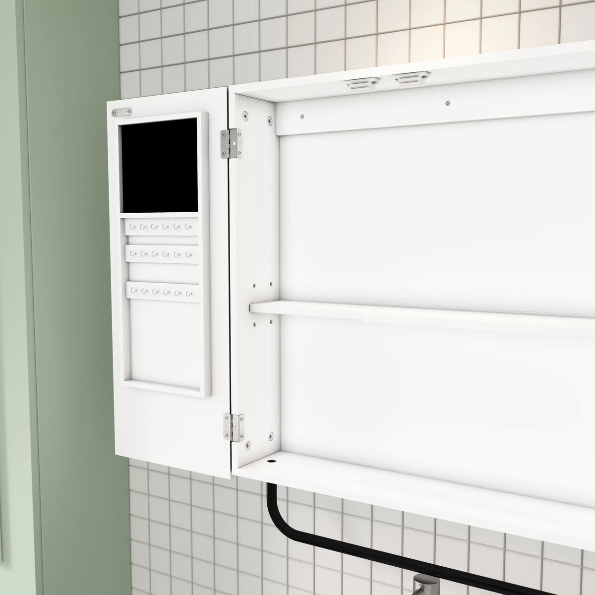 Cabinet Wall Cabinet Jewelry HLR for Square Bathroom, Mounted Mirror with Mirror, 2-Tiers