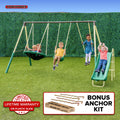 Saucer on Metal Slide, BONUS Lifetime Kit Saucer Swing and Padded Warranty Blow with Molded Sportspower Anchor Super Set Swing,