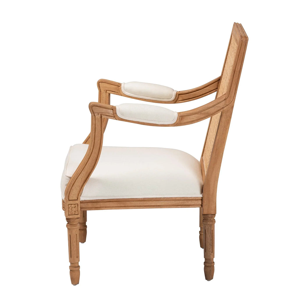 Finished Fabric Accent Studio Wood French Oak Beige Chair and Traditional Honey Baxton Garridan