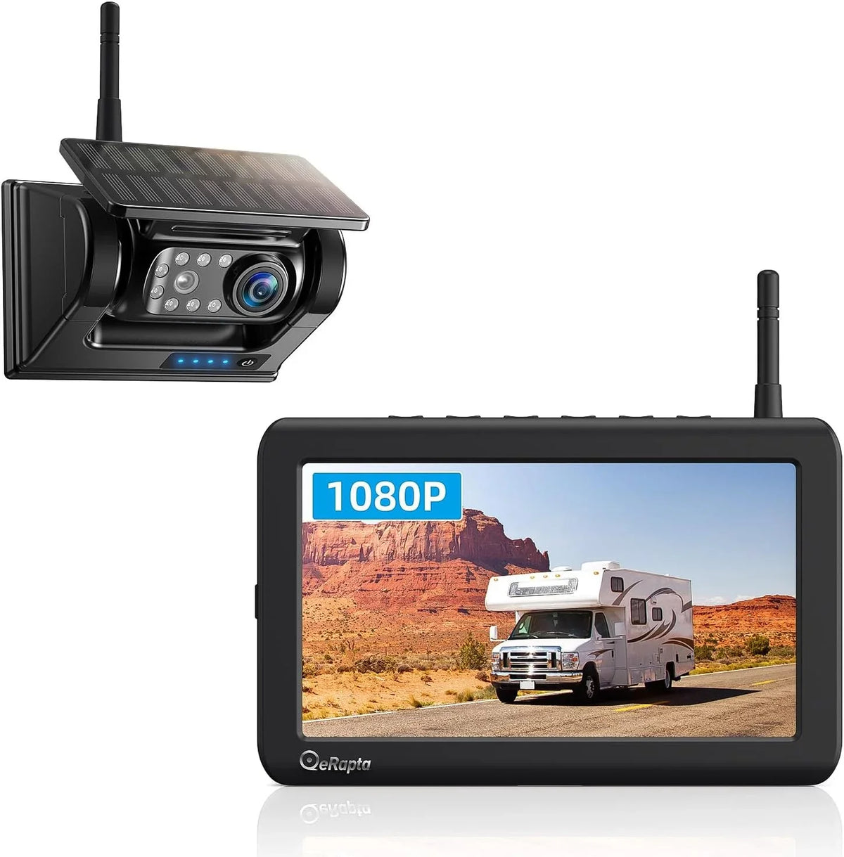 X5 Wireless Drilling 1 Backup No Min 5'' Camera Installation HD Waterproof 1080P Monitor eRapta Magnetic DIY Solar