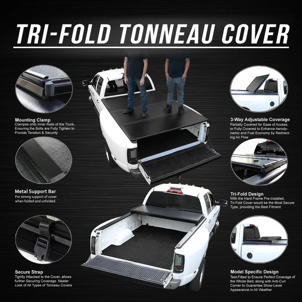 Ford 2021 Top Frame Tonneau to Short Powdercoated Tri-Fold Bed 20 Hard DNA Black Aluminum Truck 5Ft FRP TTC-HARD-090 For Motoring 2019 Cover Ranger