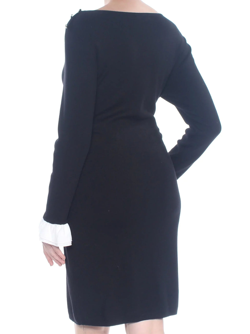 Dress Womens Sheath New $119 TOMMY Button Black L HILFIGER 1216 Shoulder Sweater