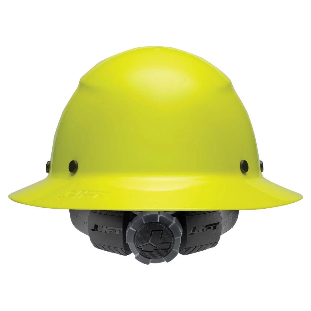 Hard HDF-18HV Brim HiVis with Lift Yellow Hat Full Safety Suspension Ratchet DAX