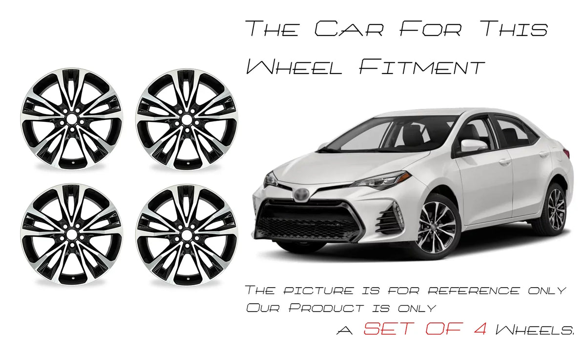 Black 7" Replacement Rims 2017, Toyota Brand Wheels Automotive 2019 New 4 Corolla x 75208, Quality Velospinner 2018, OEM for Machined Set of 17"