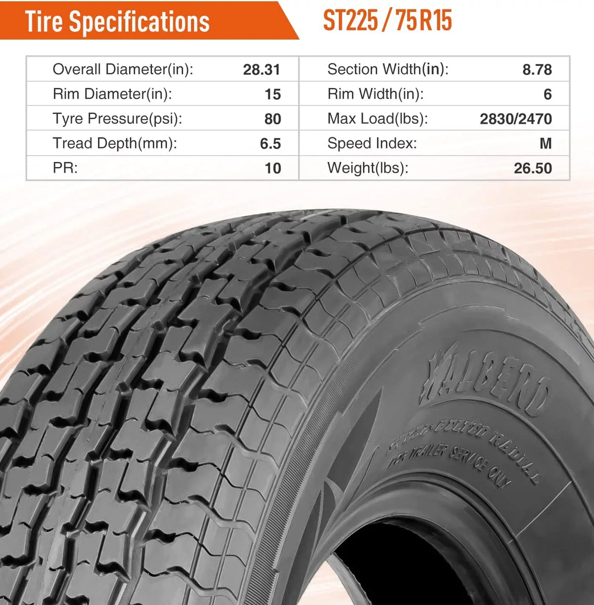Duty Trailer 2 E condition 75 Tires all-road 10PR ST225/75R15 in 225 15 Radial Trailer Load Tires Traction Heavy Improve Range Set