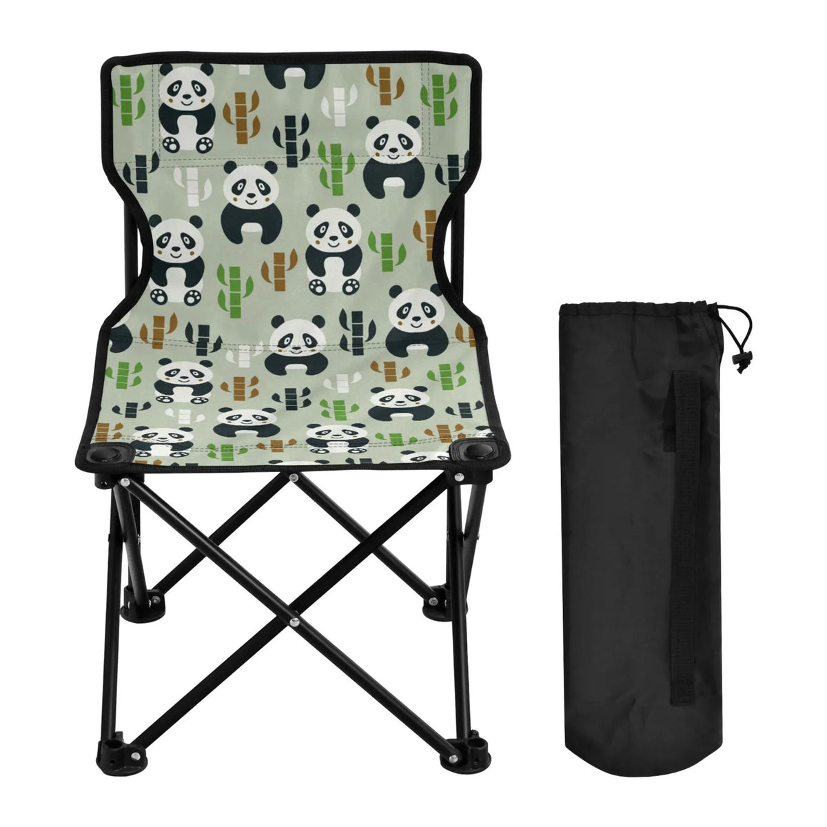 with Chair Chair Folding Chair Cartoon Carry Pandas to 220LBS Camping and Lawn Beach Bamboos Support Bag Fishing Portable Chair Outdoor