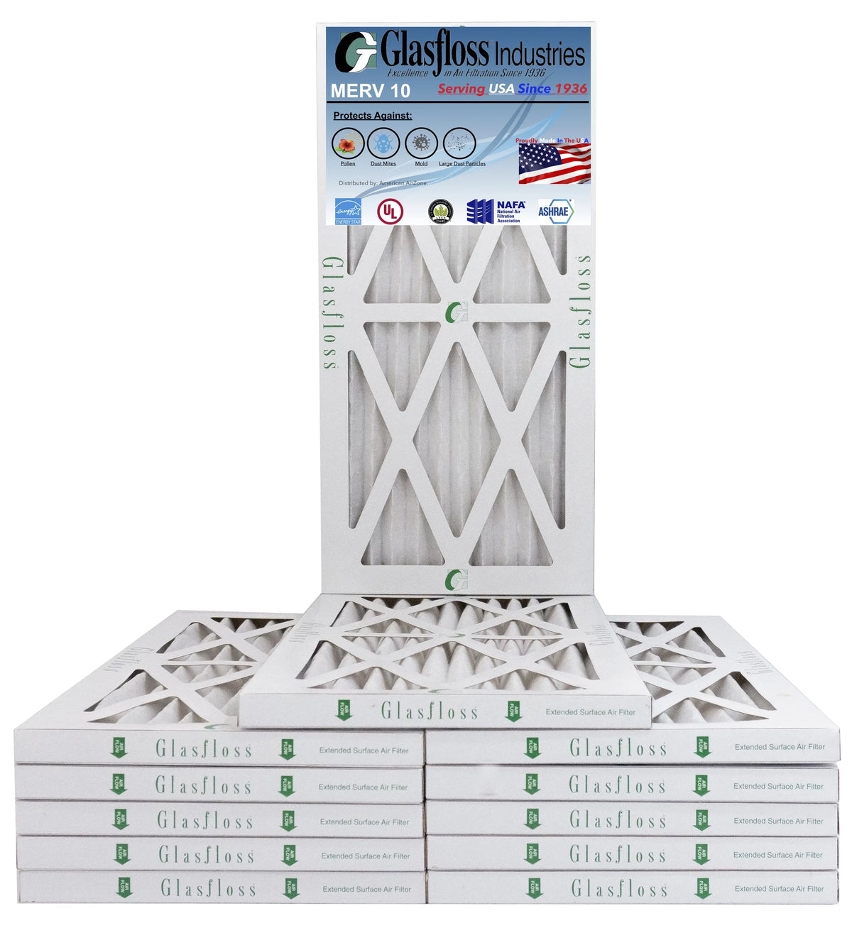 Filter -Qty:12 - inch) Glasfloss 26.5x7/8 Air - Size: 11.5 Furnace MERV 10 - 12x27x1 USA Made in x (Actual