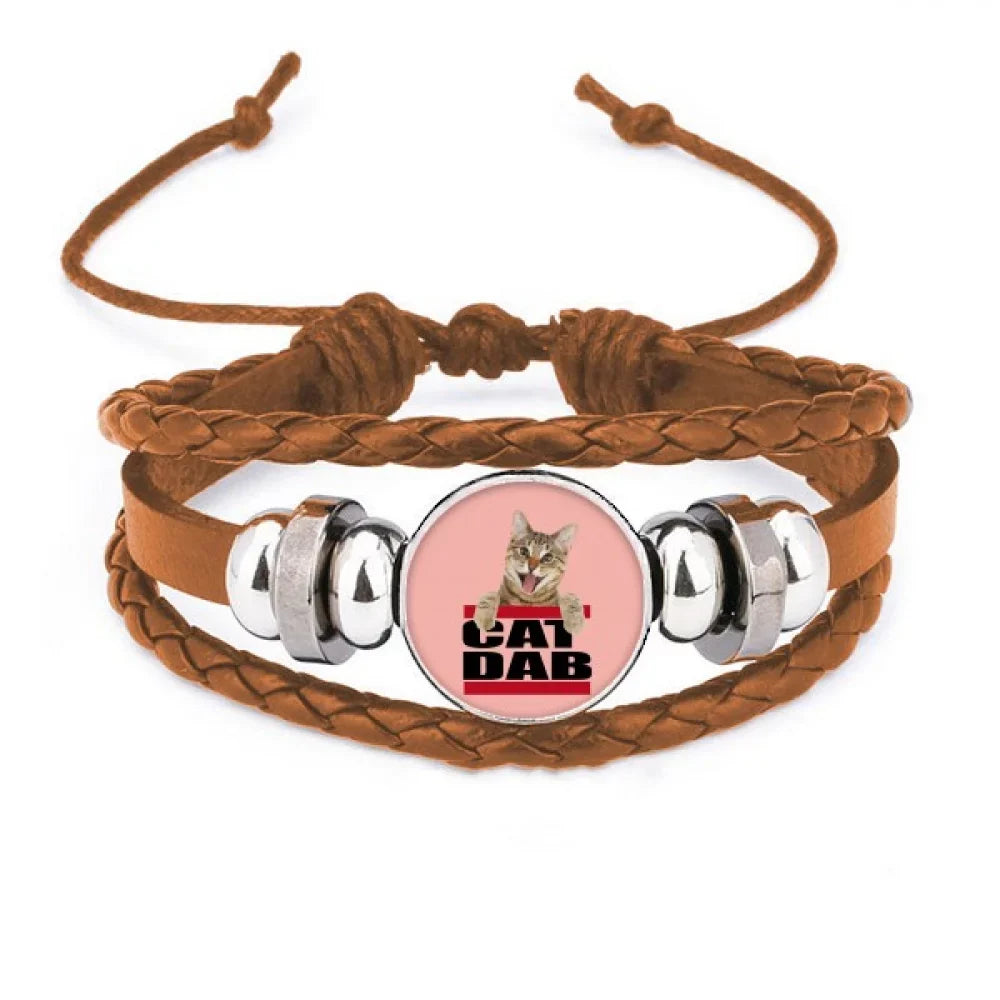 Ornament Shows Jewelry Fashion Leather Sport Deco Cat Bracelet Wristband Tap Art
