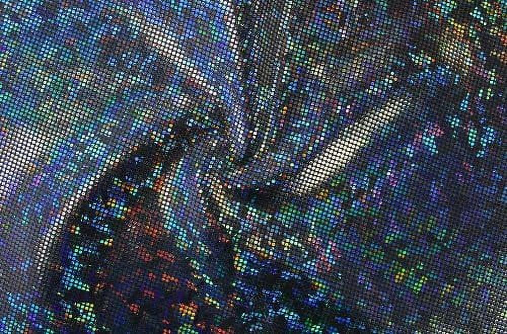 Hologram-Black/Black- For Dance Swimwear, Stretch Etc. Spandex Glass Shattered 4-Way Fabric Gymnastics,