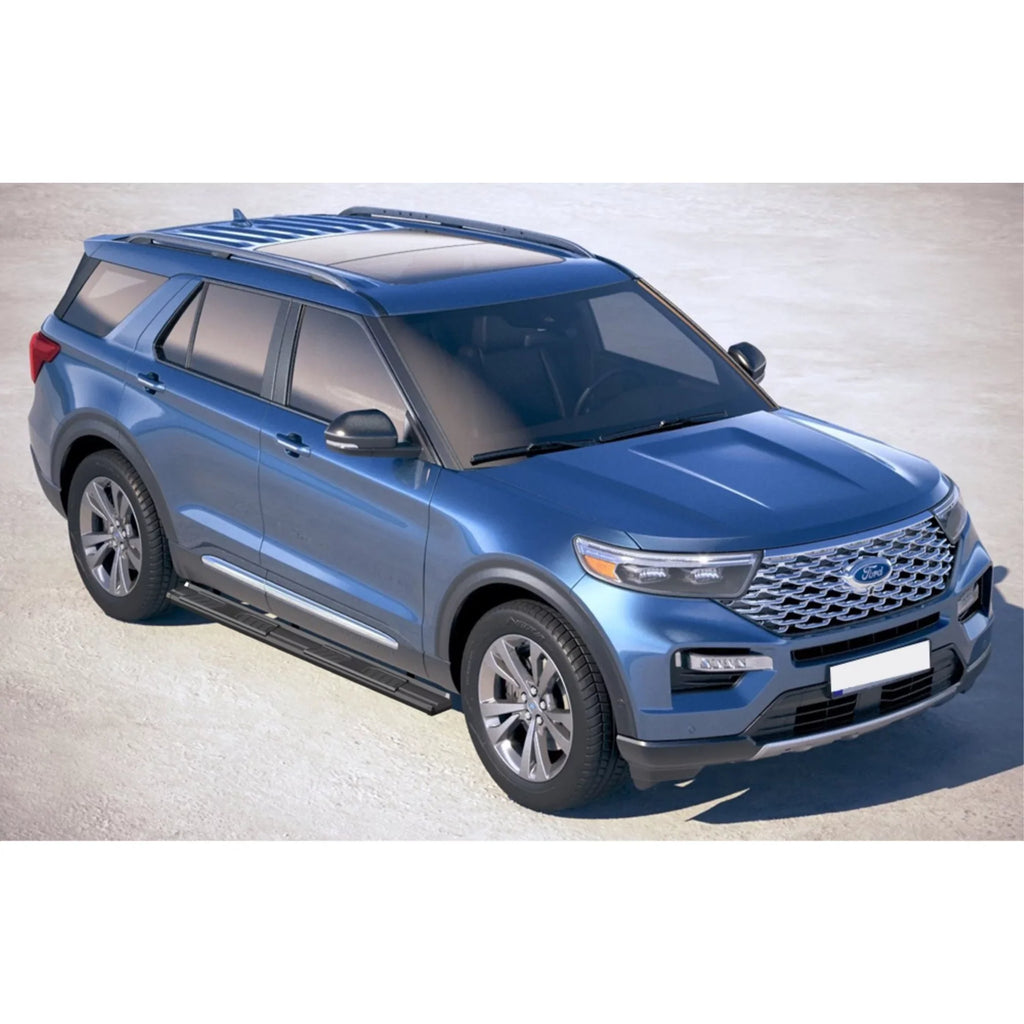 2020-2022 PE 4-Door Steel Style Series SUV Finish Step Ford Side Running Black + OE Area Step Carbon Board-S Explorer