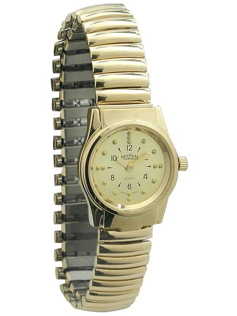 Gold-Tone Womens Exp. Watch with Band Braille