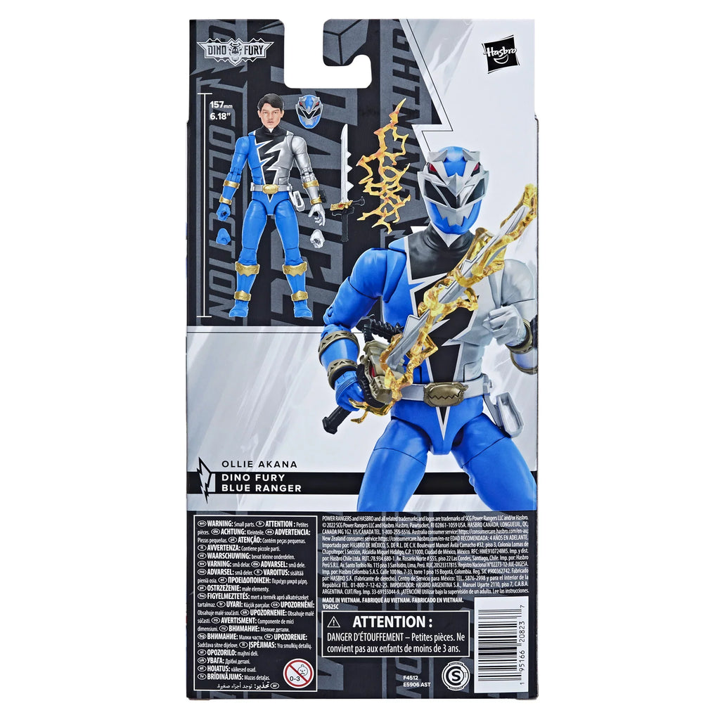 Dino Fury Accessories Rangers Collectible 6-inch Collection Ranger Figure Blue Toy Lightning Premium Action Power with
