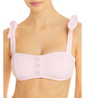 Pink, Tie C Ribbed Bikini Strap Top, Shoshanna