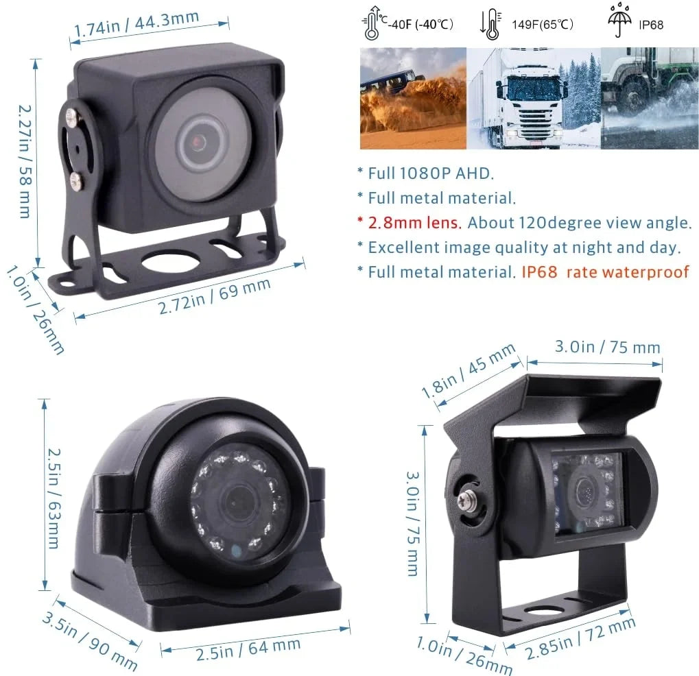 Recorder Car AHD Car Side Vehicle Vision 2.0MP H.264 Kit Waterproof Rear 10 with Night JOINLGO View Screen MDVR Camera 1080P inches Channel 4 Front Video Mobile DVR
