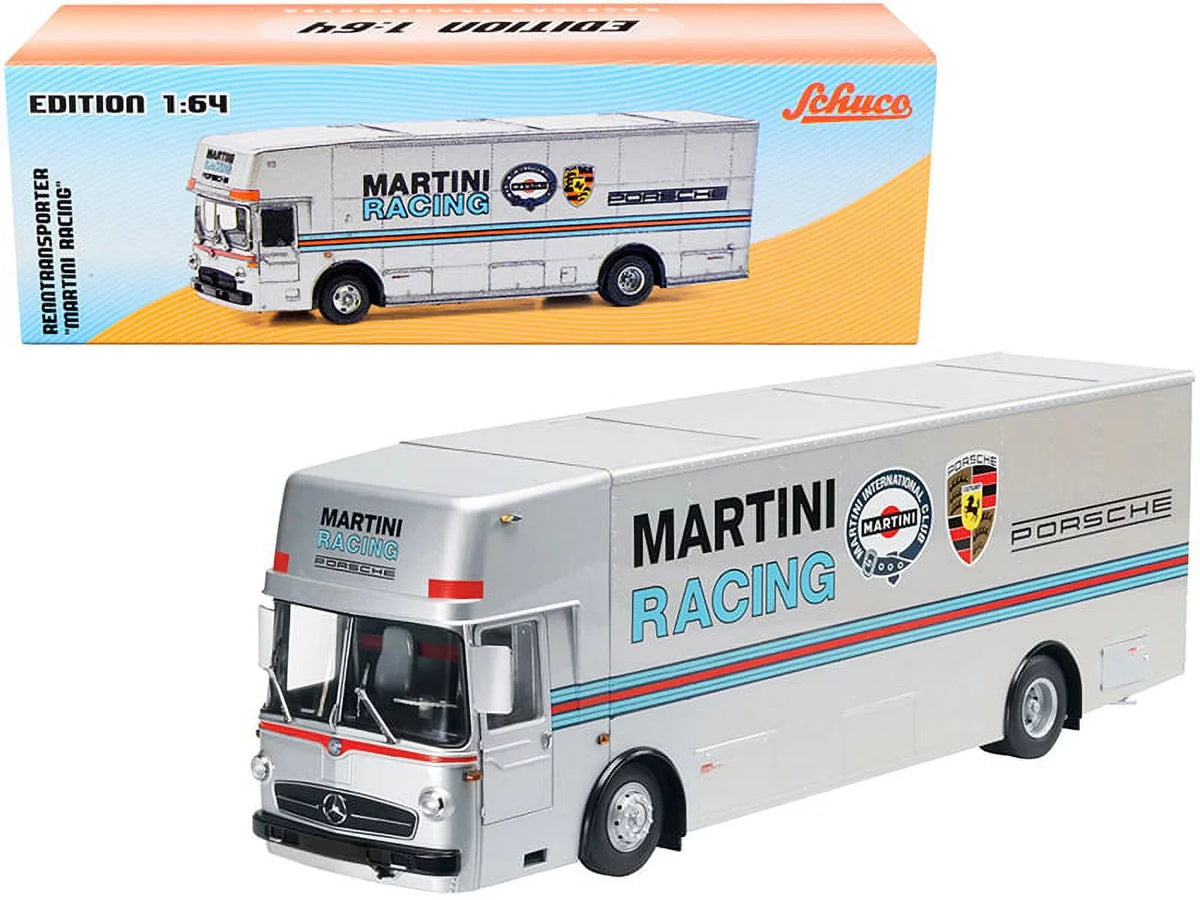 1/64 Transporter Schuco Racing" Model by Car Mercedes Stripes Race Diecast with Benz Silver "Martini