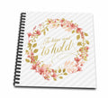 Leaf and Echo Wreath Notepad, Floral by Peach Faux - Wedding 4-inch Mini 3dRose 4 with Gold Vows