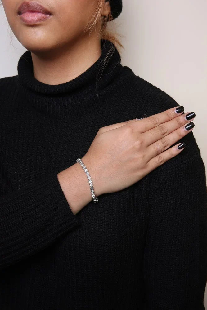 Bead of .925 Diamond cut I2-I3 and Haus Cttw Clasp Bracelet Box Clarity) Womens Color, (I-J Sterling Round Brilliance Tennis Set Link Silver Miracle 7.25" 1/10