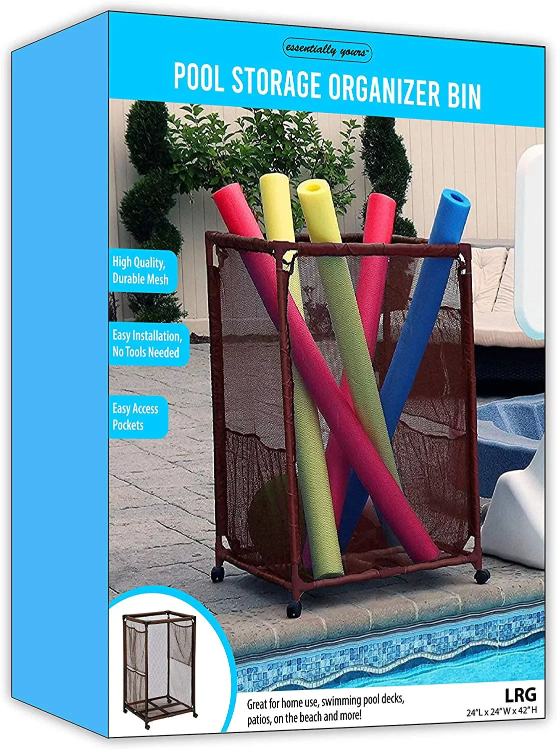 Essentially W Balls, Organizer Mesh x Style Storage 455102 L Bin, x (35" H), Equipment Large, Toys and Yours 25.4" Rolling Floats, Pool 37.5" (Brown),