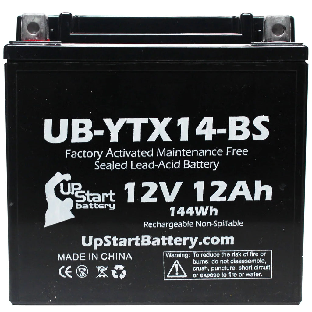 Battery Maintenance - 800 CC 12AH, Motorcycle 4-Pack Activated, F800ST, Free, Replacement UpStart 2012 for BMW GS UB-YTX14-BS Factory 12V, Battery