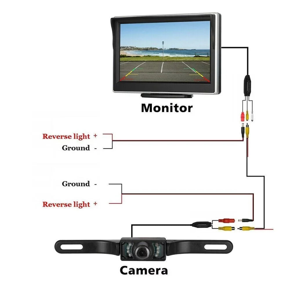 Wireless 5" Backup Night Parking System Monitor Car with Camera 1 Vision Piece View Rear HD
