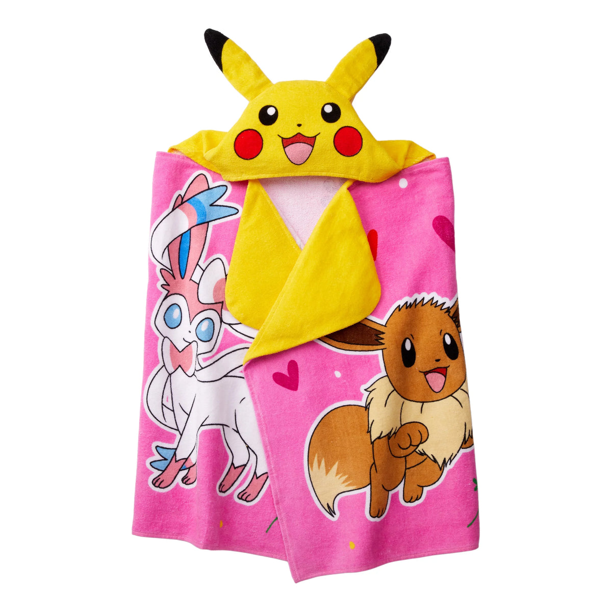 Cotton Pokemon Kids Hooded Pikachu Towel, Pink