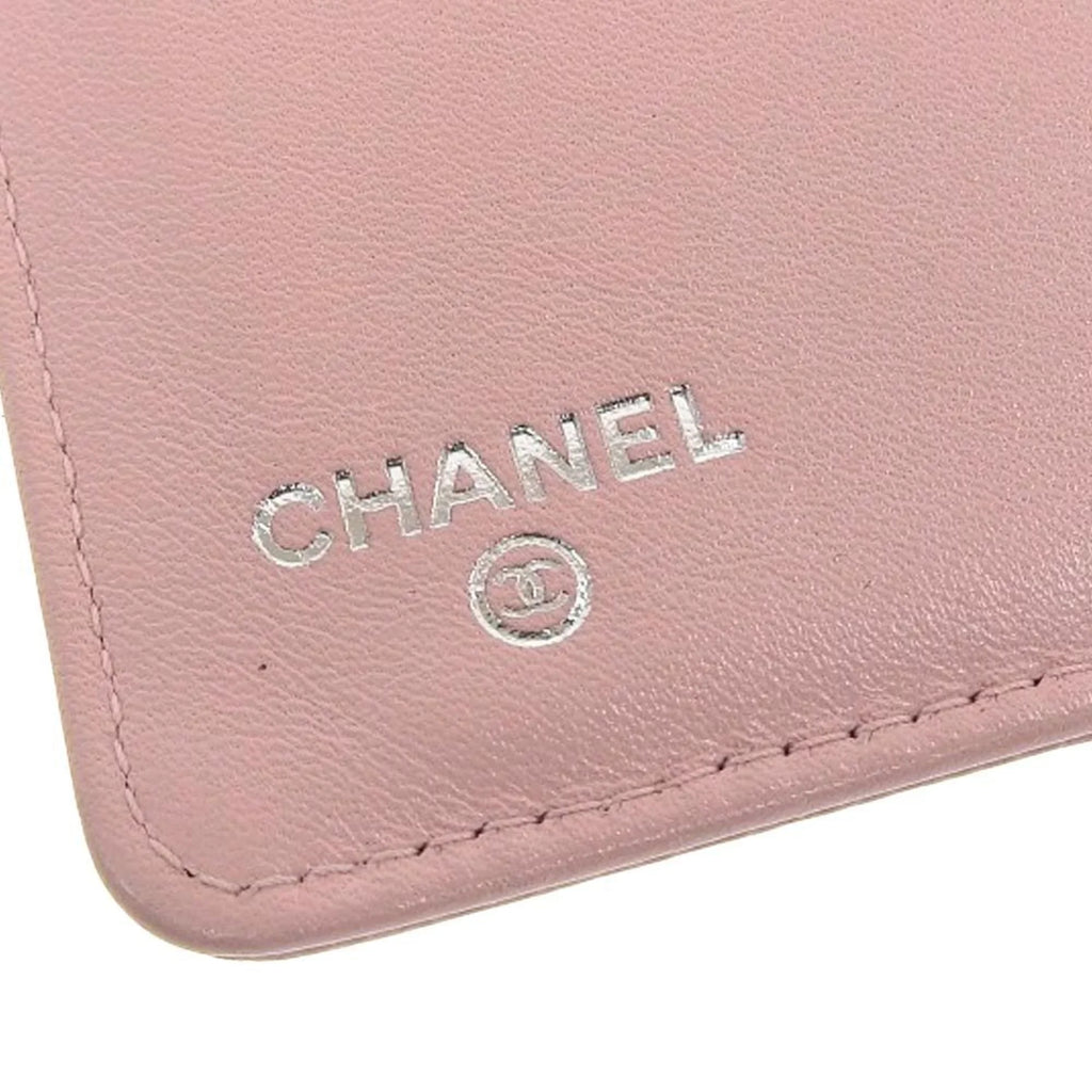 16 here bi-fold Pre-Owned wallet caviar (Good) long skin Chanel A48651 logo series mark pink CHANEL