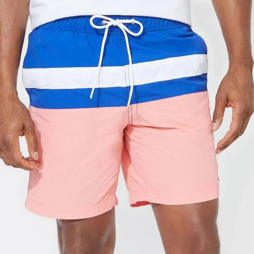 Pale in Swim Men's Coral-2XL Colorblocked Trunks T01131 8" Nautica