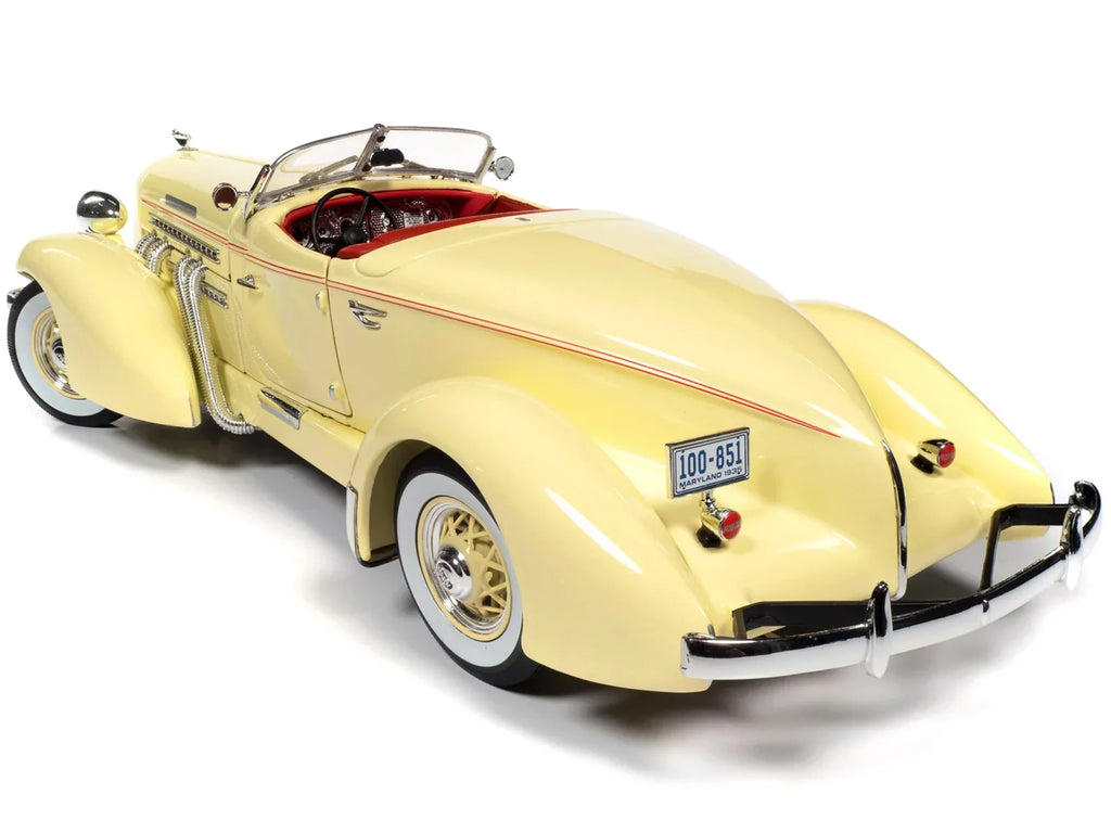 Diecast Car, Auburn Autoworld Red with Model 851 Speedster 1935 Cream AW297 1-18