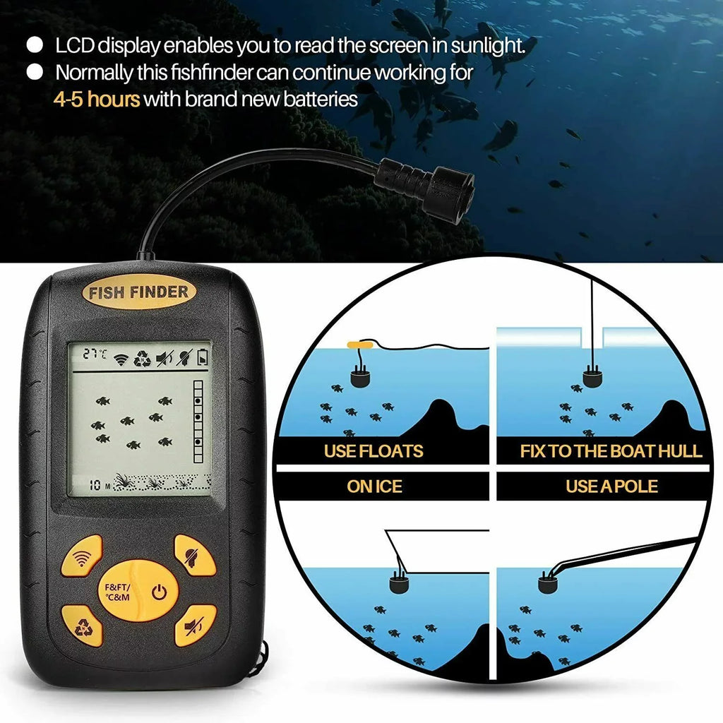 Finder Alarm Experience Sensor Enhance Sonar Your Echo Advanced Jahy2Tech Fishing Technology Fish Transducer Portable - with