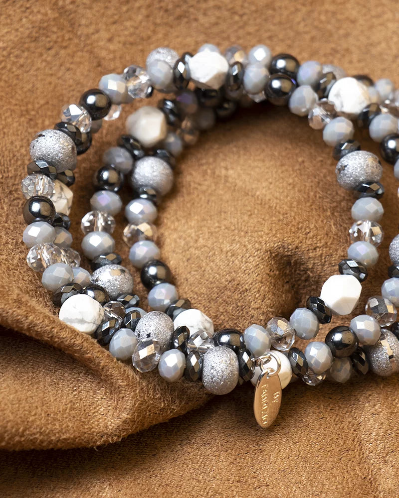 with Memory By Fabrizio Design Positano for Gioconda for Women white & Bracelet Howlite, Women Pearls Crystals